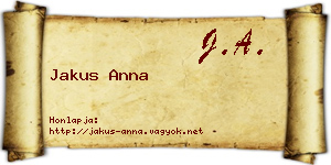 Jakus Anna névjegykártya